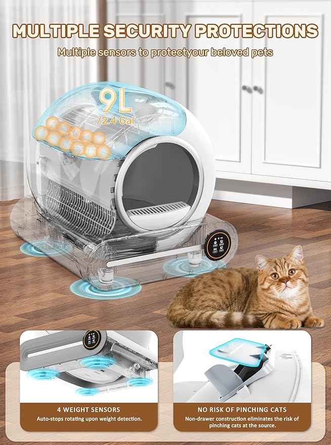 Automatic Litter Box, (2026) Multi-Function Upgrade Robot Self Cleaning Litter Box for Multiple Cats, 65L+9L Extra Large, APP Control, Deodorization, 3 Rolls Litter Bag Liners, 1 Odor Eliminator - Image 3