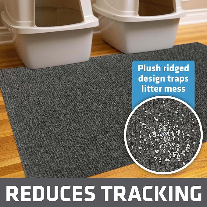 Drymate Cat Litter Box Mat, Litter Trapping Mat, Charcoal, 30x45 Jumbo XXL | Waterproof, Urine-Proof, Absorbent, Machine Washable, Soft on Paws, Contains Mess, Protects Floors, Kitten Supplies, USA Made - Image 2