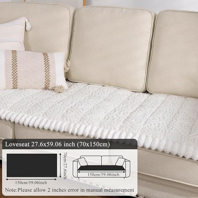 White Pet Couch Cover for Dog, 27.6''x59.06'' Sofa Cover Protector | Washable Soft Non Slip Sofa Slipcover for 2 Cushion Couch, Fuzzy Sofa Pad Pet Friendly Dog Bed Mat for Couches - Image 7