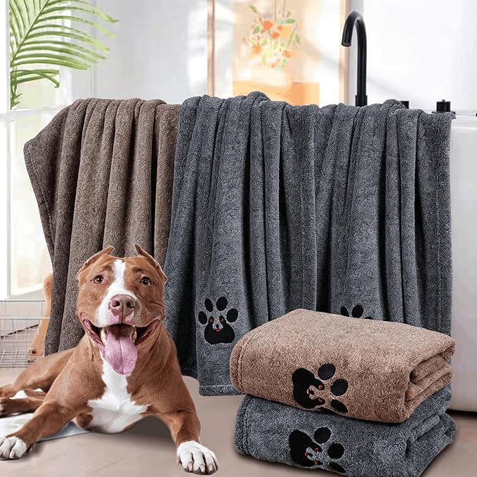 Dogvingpk Dog Towel 2 Pack, Super Absorbent Soft Quick Drying Microfiber Pet Bath Towels for Medium & Small Dogs (M-36" * 28", Black and Brown) - Image 4