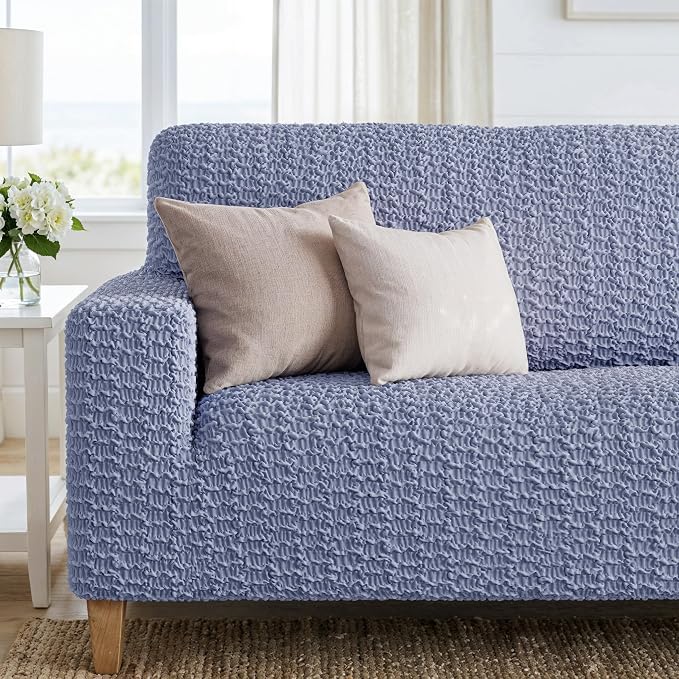 PAULTO BY GA.I.CO. Stretch Sofa Slipcovers – Soft Elastic Fabric Couch Cover for Armchair Loveseat 3-Seater & 4-Seater Sofa Cover – Non-Slip Furniture Protector Washable - Blue (64"-85" Wide) - Image 5