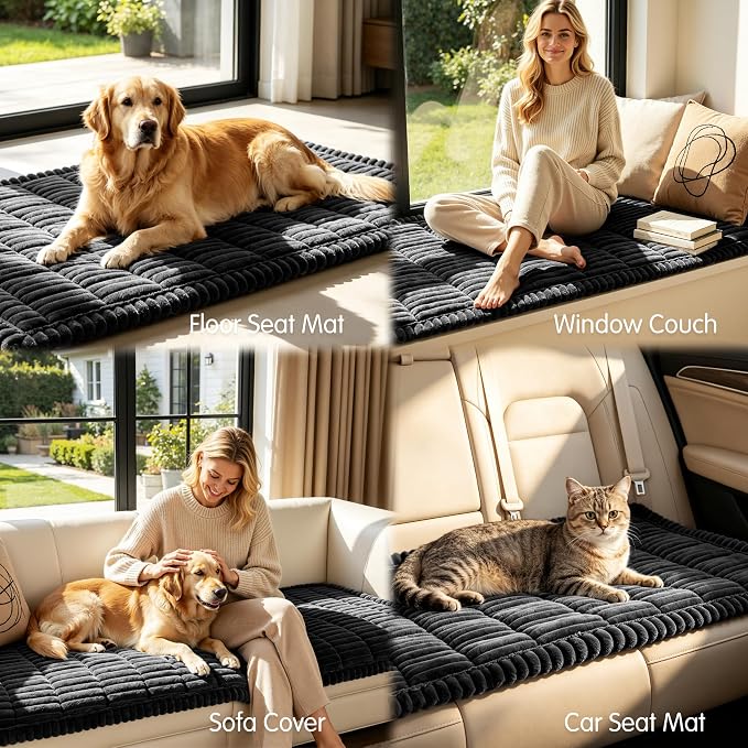 SUBRTEX Couch Cover for Dogs, Non-Slip Sofa Mat Washable, Thick Sofa Slipcover Cushion Protector Pet-Friendly (Black, 27.6"x59.1") - Image 7