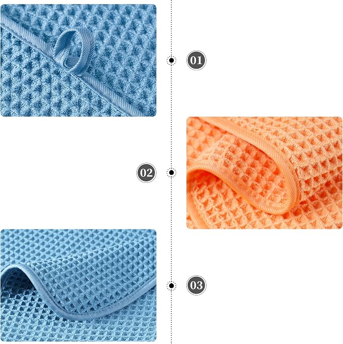 POLYTE 430 GSM Microfiber Quick Dry Lint Free Oversize Bath Towel Set, 6 Piece (Waffle Weave) - Image 8