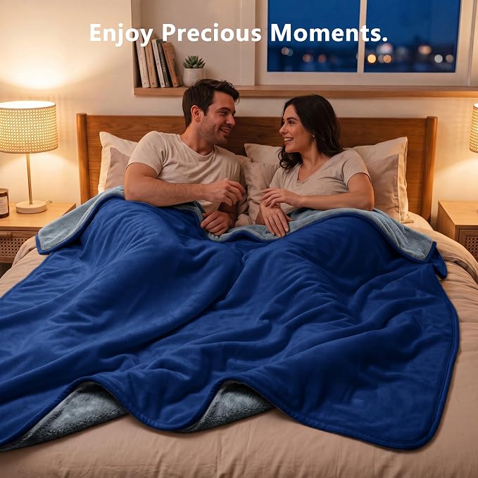 Waterproof Blanket - Reversible Dog Throw as Furniture Protector | Soft Velvet & Flannel, TPU Leak-Proof Liner, Machine Washable, Fits Couch and Bed, 52" x 82", Navyblue/Stoneblue - Image 5
