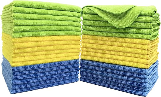 POLYTE 300 GSM Multipurpose Microfiber Cleaning Towel, 16x16 in, 36 Pack | Lint Free, Quick Dry by Polyte