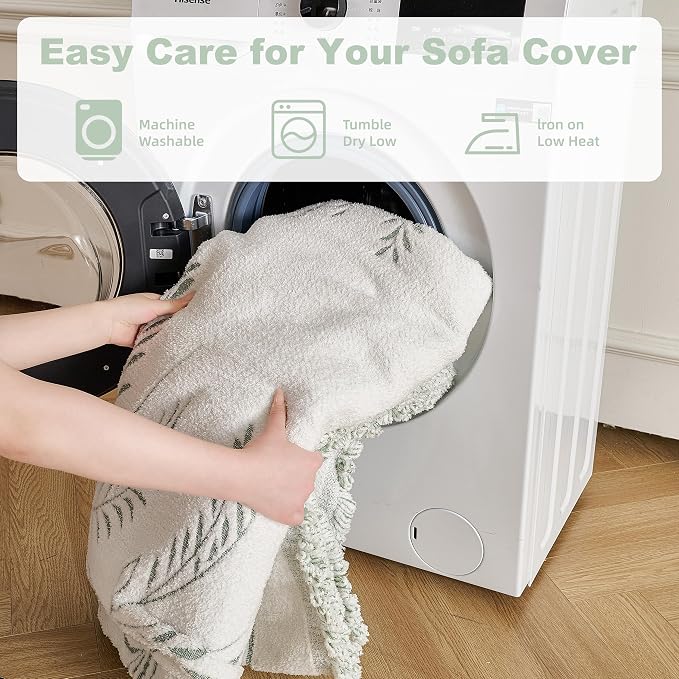 Couch Cover for Dogs Washable Sofa Cover, Sectional Couch Covers, Sofa Covers for 2 Cushion Couch, Non Slip Stripe Sofa Slipcovers Furniture Protector (Eucalyptus Green 91x102) - Image 8