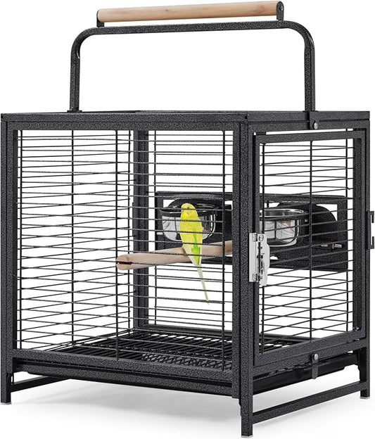Yaheetech 25.5" Small Bird Cage, Wrought Iron Bird Travel Cage with Wooden Perch Handle & Seed Guard for Conures, Budgies, Lovebirds & Small to Medium Birds by Unknown