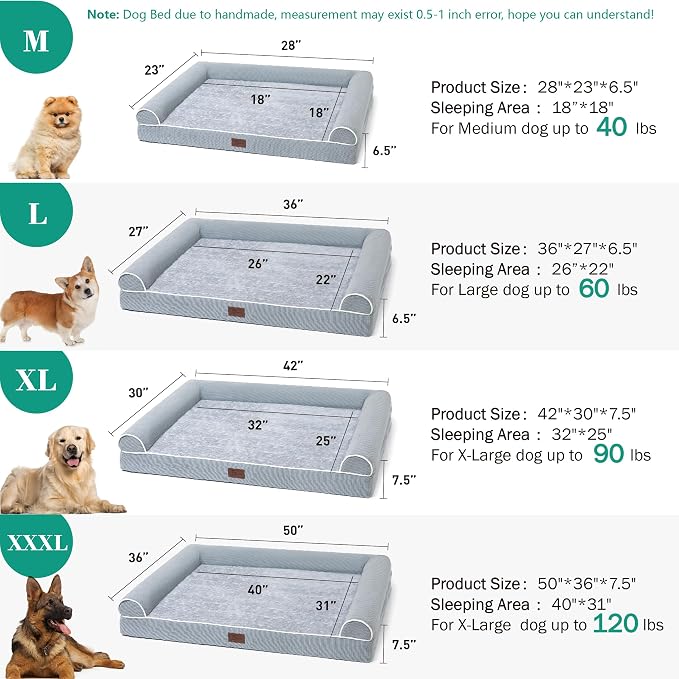 TJSOULER Orthopedic Dog Beds for Large Dogs,Waterproof Lined Egg Crate Foam Pet Bed Mat with Removable and Washable Cover and Non Slip Bottom,Dog Sofa Bed - Image 5