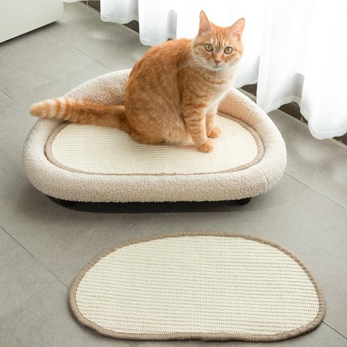 Cat Sisal Scratcher Bed with Refill Pad, Horizontal Scratching Sofa, Sisal Couch for Indoor Cats, Off-White Color - Image 7