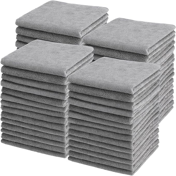 Shimeyao 50 Pack Bleach Proof Towels Microfiber Absorbent Resistant Hair Hand Towels Bulk Quick Dry for Barber Gym Bath Spa Shaving (Light Grey,16 x 29 Inch) by Shimeyao