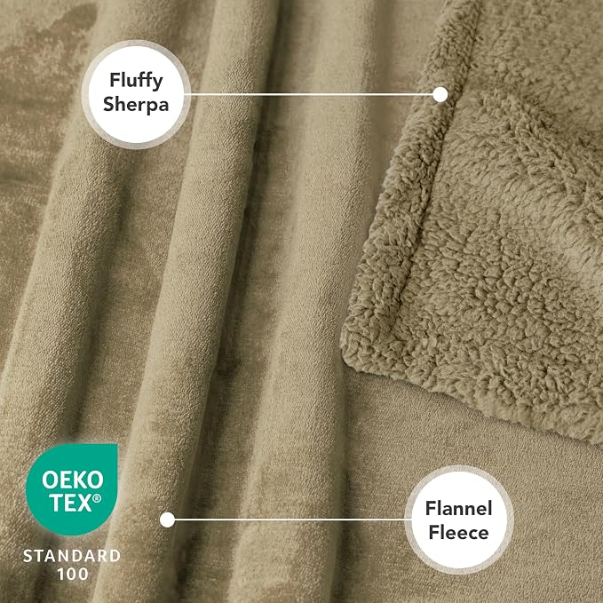 PetAmi Waterproof Dog Blanket for Couch, Queen 90x90, Pee Proof Sherpa Fleece Reversible Pet Throw, Furniture Protector for Bed Sofa, Soft Washable Cover for Large Dogs Cats, Taupe Sherpa - Image 3