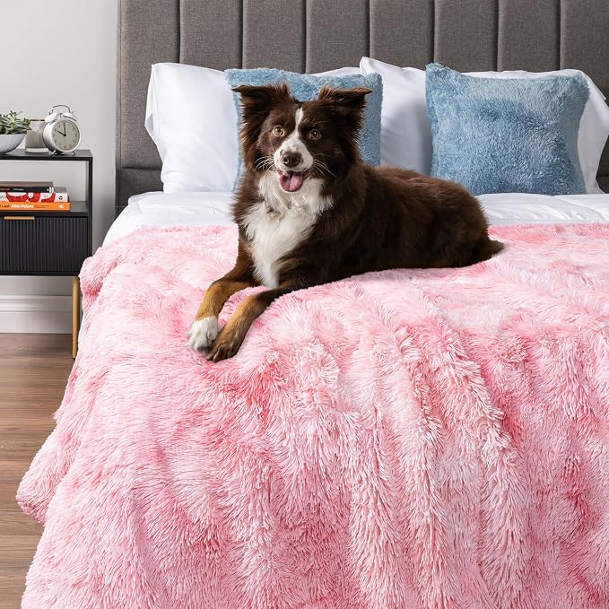PetAmi Waterproof Dog Blanket for Couch, Bed & Furniture,Reversible Sherpa & Faux Fur Pet Blanket, Leakproof Blanket for Puppy Cat, Washable Soft Calming Pet Couch Protector (29x40, Tie-Dye Pink) - Image 7