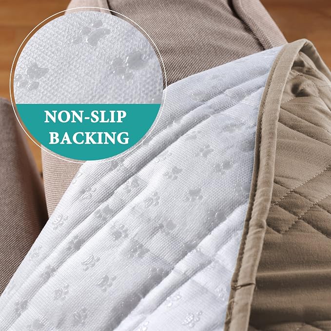 Turquoize 100% Waterproof Chair Covers for Living Room Couch Cover for Pets Chair Protector Sofa Cover for Dogs Non-Slip Sofa Protector Furniture Cover for Dogs, Kids, Cats (Chair, Taupe) - Image 4