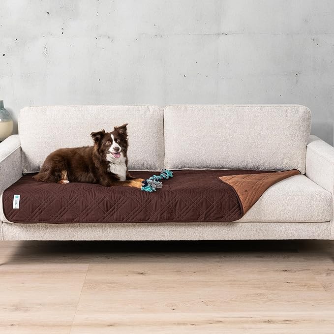 PetAmi Waterproof Couch Cover for Dogs, Non-Slip Leakproof Sofa Furniture Protector for Pet Cat, Machine Washable Bed Blanket for Car Seat, 30x70 Brown by PetAmi