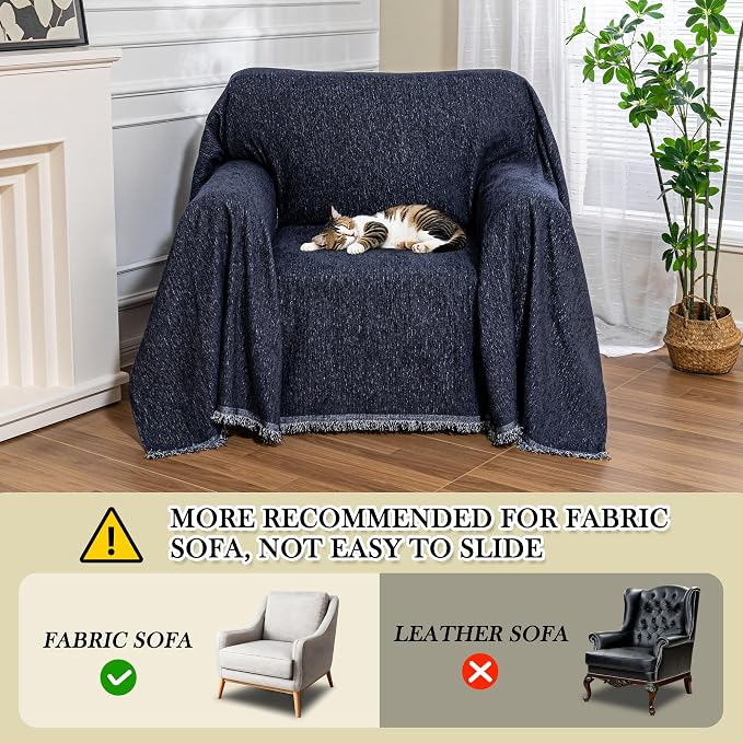 MEETSKY Navy Blue Couch Cover Sofa Covers Single Recliner Couch Cover, Sofa Throw Cover for Couches Sofa Slipcovers Furniture Covers Modern Style for Living Room Decoration, 71"x 91" - Image 3