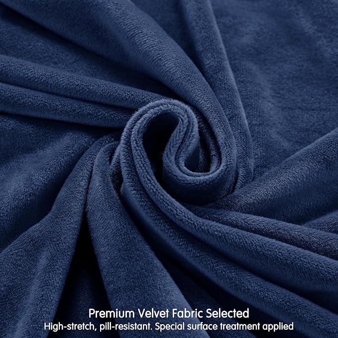 CHUN YI 4 Piece Velvet Couch Covers for 3 Cushion Couch, Water Resistant Non Slip Sofa Slipcover, High Stretch Thick Furniture Protector for Dogs Pets, Large, Navy - Image 4