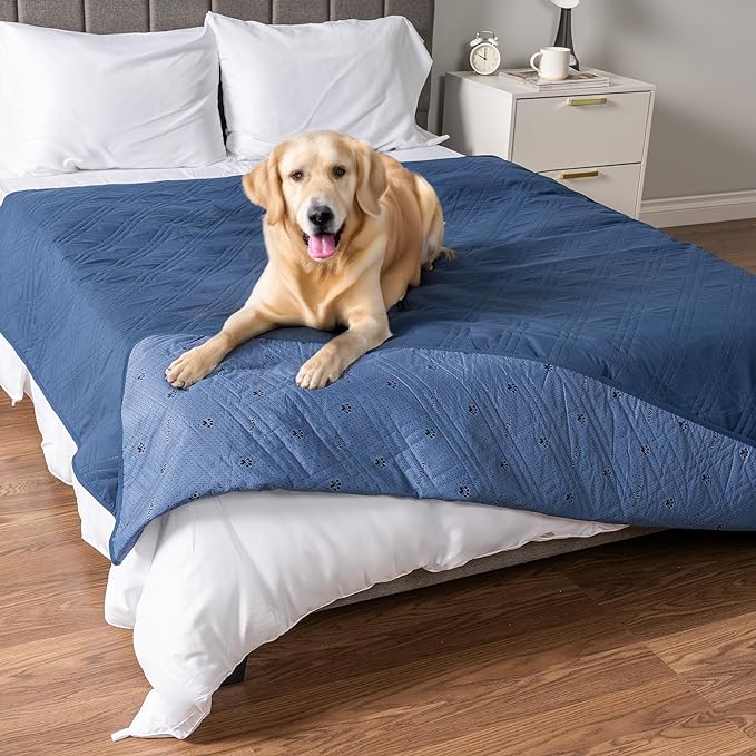 PetAmi Waterproof Couch Cover for Dogs, Non-Slip Leakproof Sofa Furniture Protector for Pet Cat, Machine Washable Bed Blanket for Car Seat, 102x82 Blue by PetAmi