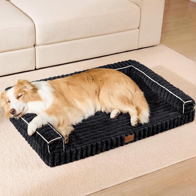 Orthopedic Calming Medium Dog Bed Pet Sofa Bed 30''X20'' Black | 3-Sided Pet Couch Medium Size Dog, Soft Egg-Crate Foam Dog Mat, Waterproof Removable Washable Cover, Nonskid Bottom Cat Bed - Image 3