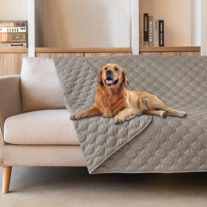 gogobunny 3X Stronger Waterproof Pet Blanket, Scratch Proof Furniture Protector for Dogs Cats, Reversible Cover 52x82 Inch, Dark Stone by gogobunny