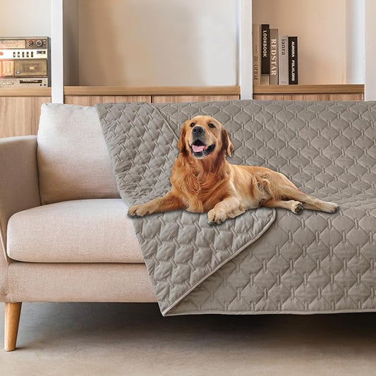 gogobunny 3X Stronger Waterproof Pet Blanket, Scratch Proof Furniture Protector for Dogs Cats, Reversible Cover 82x102 Inch, Dark Stone by gogobunny