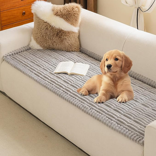 MYSKY HOME Couch Covers for 2 Cushion Sofa, Couch Cover for Dogs, Sofa Covers for Pets Washable, Soft Non-Slip Sofa Slipcovers, Loveseat Couch Covers, Furniture Protector, Light Grey, 27.6" x 59" by MYSKYHOME
