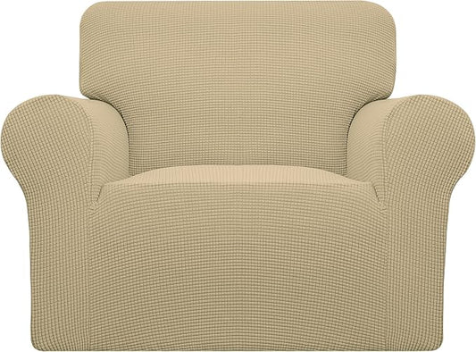 Easy-Going Stretch Oversized Chair Slipcover with Arm Washable Beige | 1-Piece Large chair covers armchair Furniture Protector for Living Room chair and a half cover Soft For Kids, Pet. by Easy-Going