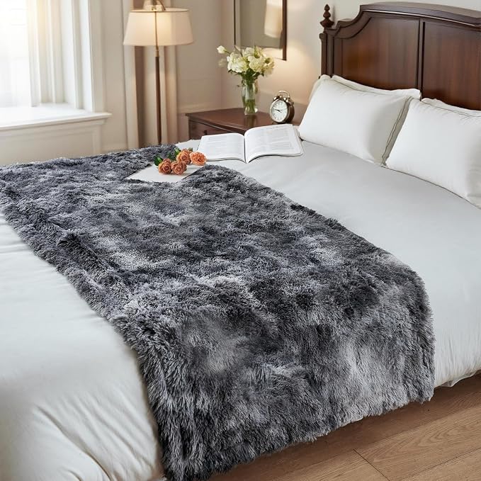 gogobunny Waterproof Dog Blanket for Couch & Furniture Protection - Super Soft Reversible Throw for Large Dogs & Cats, Calming Washable Fur & Sherpa Pet Blanket(33x77 Inch, Tie-dye Grey) - Image 5