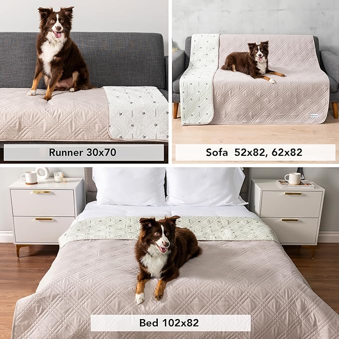 PetAmi Waterproof Couch Cover for Dogs, Non-Slip Leakproof Sofa Furniture Protector for Pet Cat, Machine Washable Bed Blanket for Car Seat, 30x70 Beige - Image 4