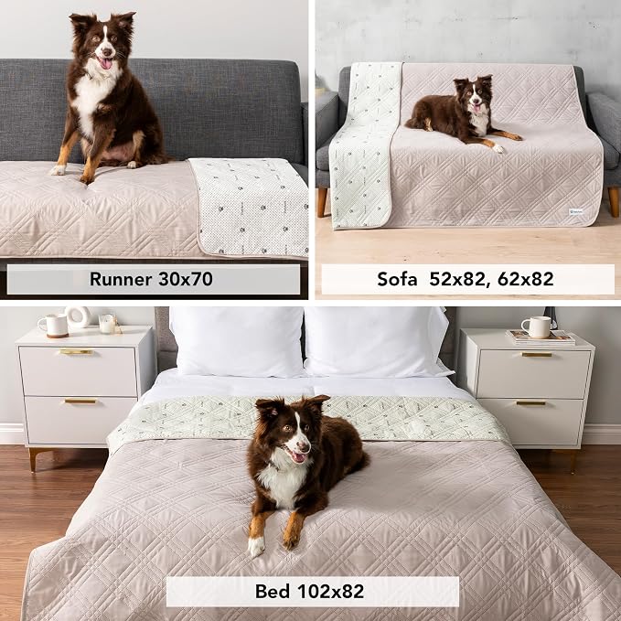 PetAmi Waterproof Couch Cover for Dogs, Non-Slip Leakproof Sofa Furniture Protector for Pet Cat, Machine Washable Bed Blanket for Car Seat, 52x82 Beige - Image 4