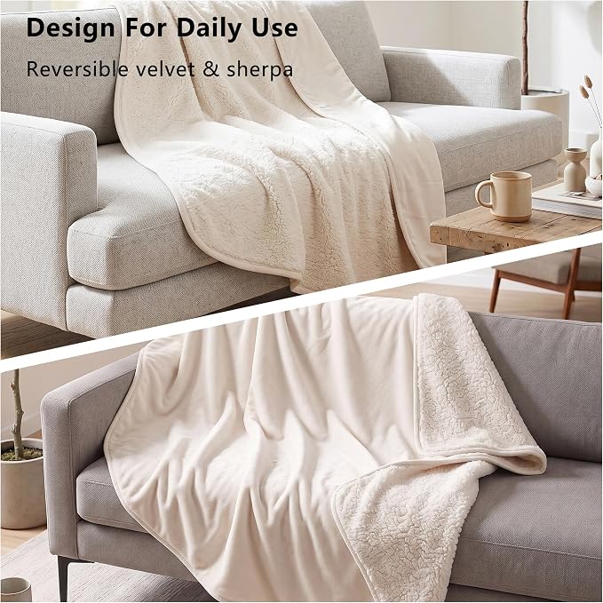Waterproof Blanket for Dogs - Pet Throw as Furniture Protector | Cozy Sherpa & Smooth Velvet, Reversible and Machine Washable, for Couch and Bed, 30"x40", Beige - Image 5
