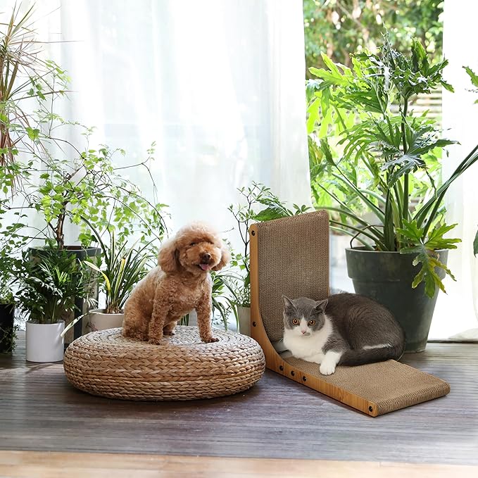 FUKUMARU Cat Scratcher, 18.9 Inch L Shaped Cat Scratch Pad for Indoor Cats | Vertical Cat Scratching Board with Ball Cat Toy, Cardboard Cat Scratcher for Wall Sofa Couch, Kitten Scratching Post - Image 6