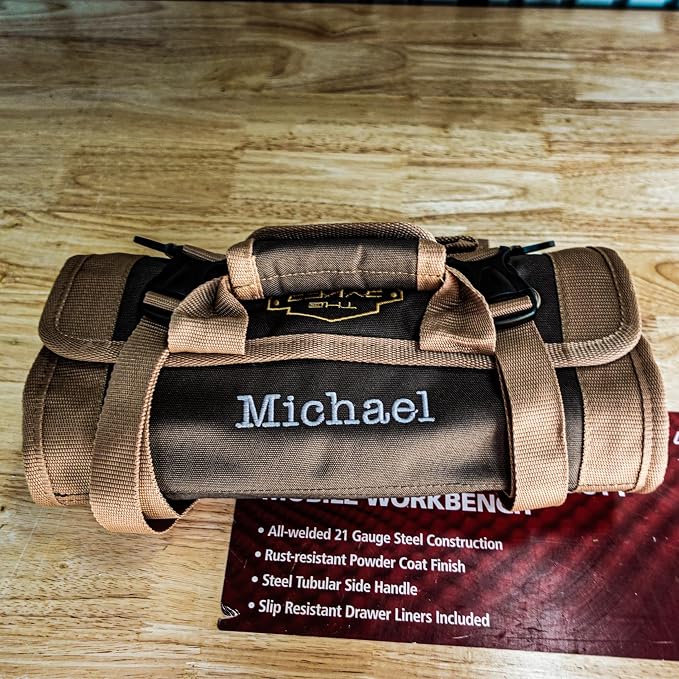 Ryker Personalized Roll Up Tool Bag Organizer Customized Name Gifts for Men | Tool Roll Up Bag Tool Box Organization. Portable Truck & Motorcycle accessories. Rollup Tools Bags for Mechanic & Electrician - Image 6