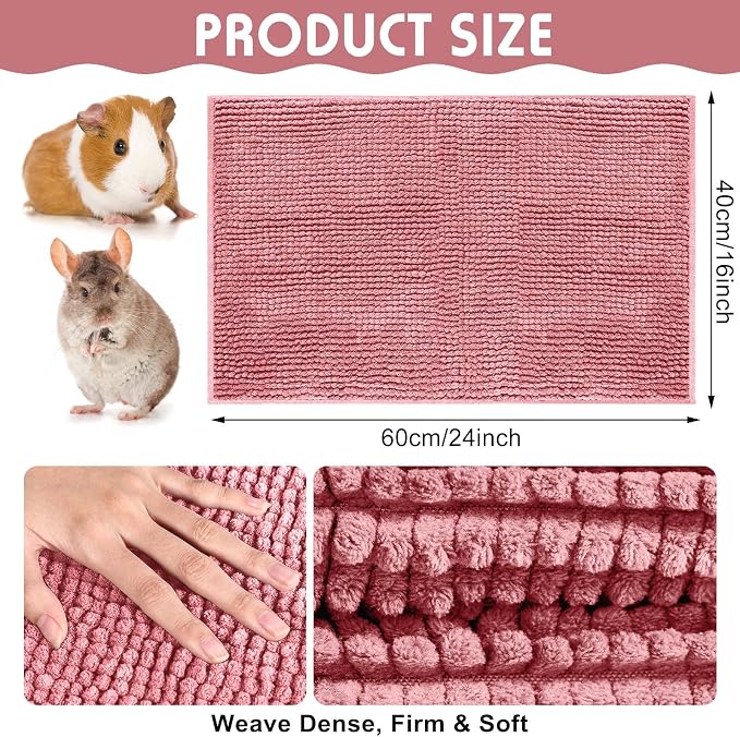 Amylove 4 Pcs Guinea Pig Cage Liner 16 x 24 Inch Washable Chenille Pee Pads Pet Dog Cat Bedding Training Mat Reusable for Small Animals Puppy Bunny Hamster Chinchilla - Image 2