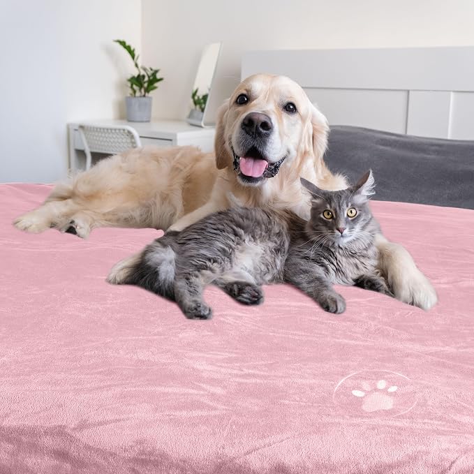 PETMAKER Dog Blanket - 60x80in Reversible Sherpa Blanket - Throw Blankets for Bed, Couch, Crate, or Car - Machine Washable Puppy Essentials (Pink) - Image 8