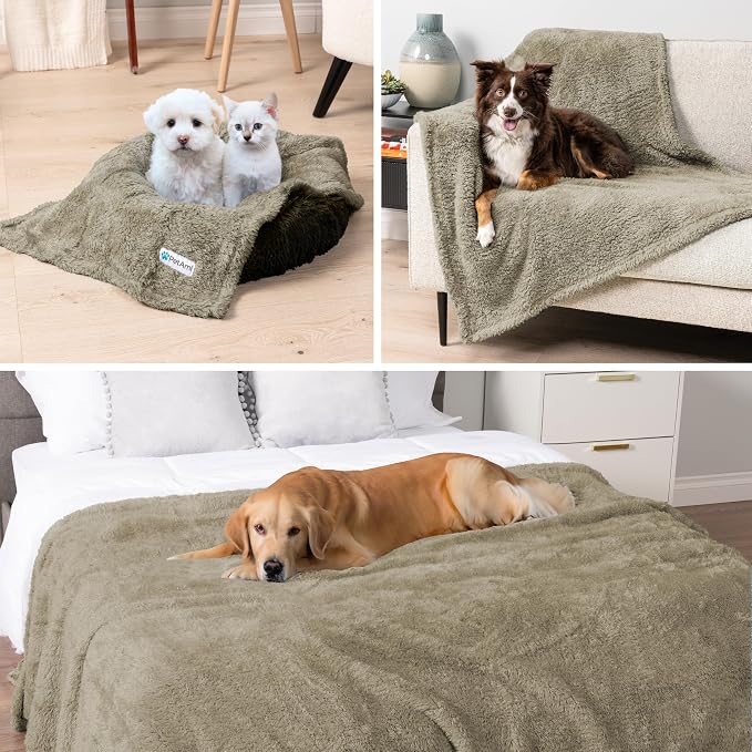 PetAmi Fluffy Waterproof Dog Blanket for Couch and Bed, Reversible Sherpa Pet Throw, Pee Proof Furniture Protector Sofa Cover, Washable Cat Blanket for Medium Large Dogs and Cats (Taupe Camel, 40x60) - Image 7