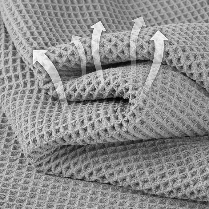 Microfiber Waffle Bath Towels, 4 Pieces, Soft, Absorbent, Fast Drying, Lint Free 430 GSM (27''x55''/68.58 cm x139.7 cm) - Image 2