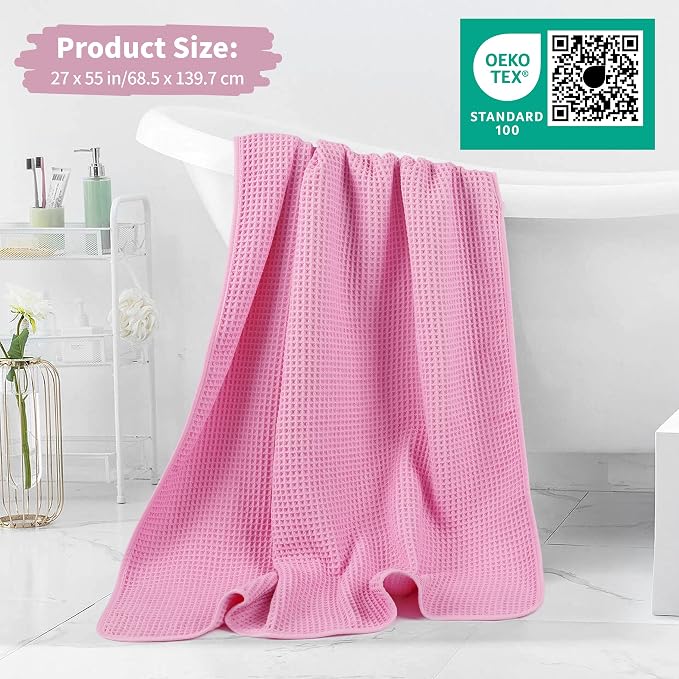 Microfiber Waffle Bath Towels, 4 Pieces, Soft, Absorbent, Fast Drying, Lint Free 430 GSM (27''x55''/68.58 cm x139.7 cm) - Image 5