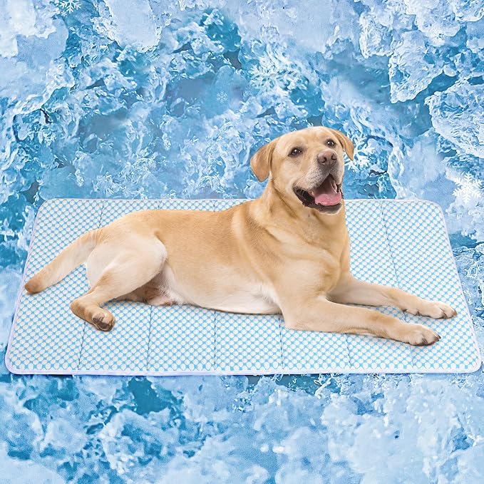 Dog Cooling Mat for Large Dogs – 41"x27" Orthopedic Memory Foam Pad for Summer, Hot Weather & Joint Relief | Washable, Non-Slip Crate Mat for Senior Dogs, Travel & Home (Blue) - Image 7