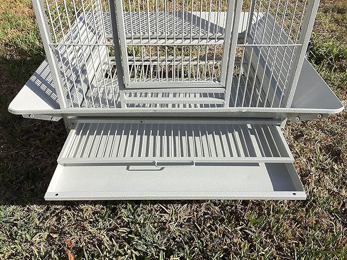 Extra Large Wrought Iron Open/Close Play Top Bird Parrot Cage, Include Metal Seed Guard Solid Metal Feeder Nest Doors Overall Dimensions: 35.25" Wx29.5"x62"H(with Seed Skirt) - Image 7