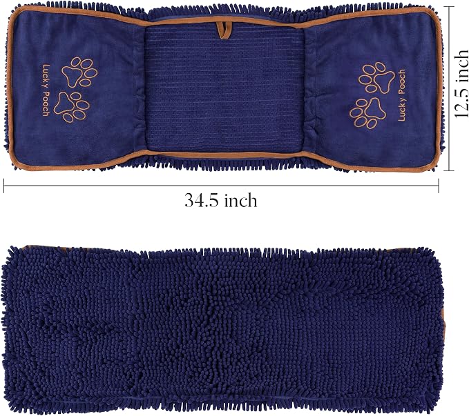 Lucky Pooch® Super Absorbent Shammy Dog Towel - Luxuriously Soft Hand Pockets – 34.5x12.5in – Quick Drying Microfiber Dog Bath Towel – Durable Dog Towels for Drying Dogs (Pack of 1, Teal) - Image 5