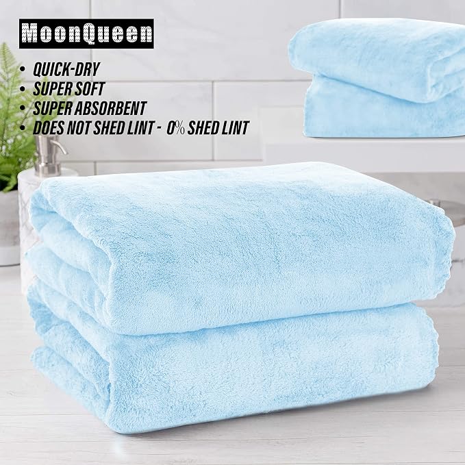 MOONQUEEN 6 Pack Premium Bath Towel Set - Quick Drying - Microfiber Coral Velvet Highly Absorbent Towels - Multipurpose Use as Bath Fitness, Bathroom, Shower, Sports, Yoga Towel (Aquamarine) - Image 6