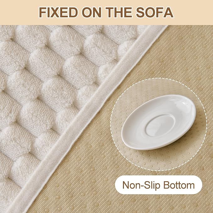 Waterproof Couch Covers for Dogs Washable, Pet sectional Sofa Cover | Non Slip Fuzzy Couch Slipcovers for 3 Cushion, Furniture Protector,Scratch Resistant Couch Covers for Sofa (Cream,35"x 71") - Image 5