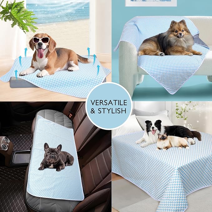 Cooling Blanket for Dogs - Q-MAX>0.4 Waterproof Pet Throw Blanket Bed Cover, Non-Slip Dog Blankets for Couch Protector, Washable Furniture Cover for Summer, Pearl Blue,50x60 - Image 5