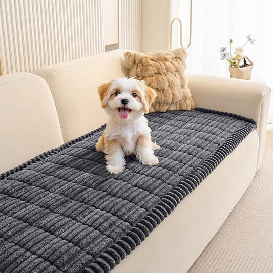 MEETSKY Couch Covers for 3 Cushion Sofa Pet Friendly, Non Slip Couch Cover for Dogs Washable, Soft Sofa Covers Couch Protector Covers, Dog Mat for Couches, Dark Grey, 27.6" x 82.7" by MEETSKY
