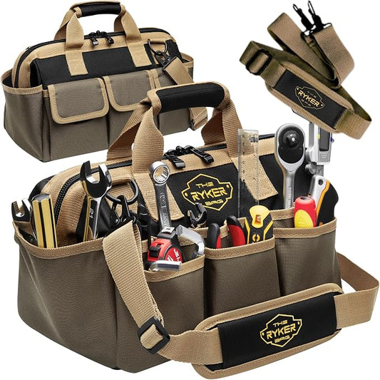 Ryker 14’’ Heavy Duty Tool Bag. Tool Box Organizer for Electrician & Plumber by TheRykerBag