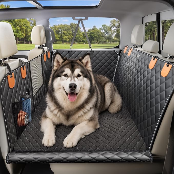 Hard Bottom Dog Truck Seat Cover, Back Seat Extender with Washable Mat, XL | Military-Grade Protection, 650LB Support, 45% More Space for Large Dogs, Waterproof, Fits Crew Cab Trucks & Large SUVs by DOGLIKE%C2%AEUS