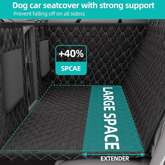 Petiza Back Seat Extender for Dogs Hard Bottom Dog Car Seat Cover for Back Seat Heavy Duty Scratch Proof Nonslip Durable Soft 100% Waterproof Dog Hammock for Car Truck SUV - Image 2