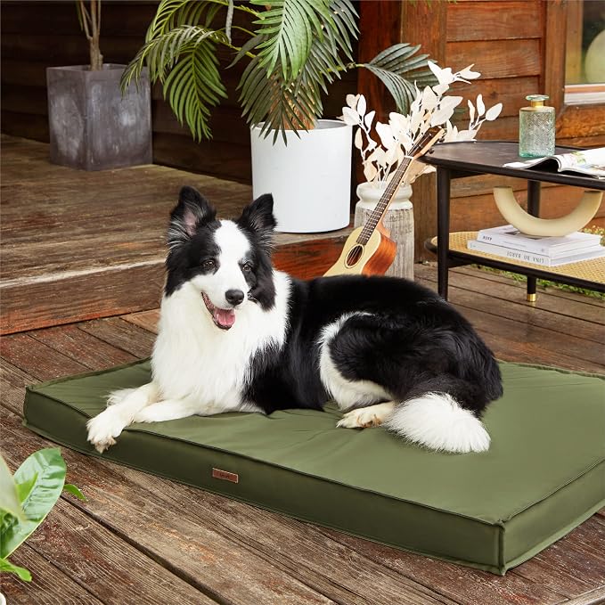 LE SURE Outdoor Waterproof Dog Beds Large Sized,Orthopedic Pet Mat,35x22In | Crate Pad for Dogs with Oxford Fabric Surface,Removable Washable Cover,Egg Foam Kennel Pads,Non slip Bottom,Green - Image 5