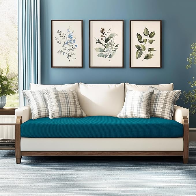 CHUN YI Stretch Loveseat Couch Cushion Cover Suitable for 2 Settee, Sofa Seat Slipcover with Spandex Jacquard Fabric(Medium,Teal) - Image 2