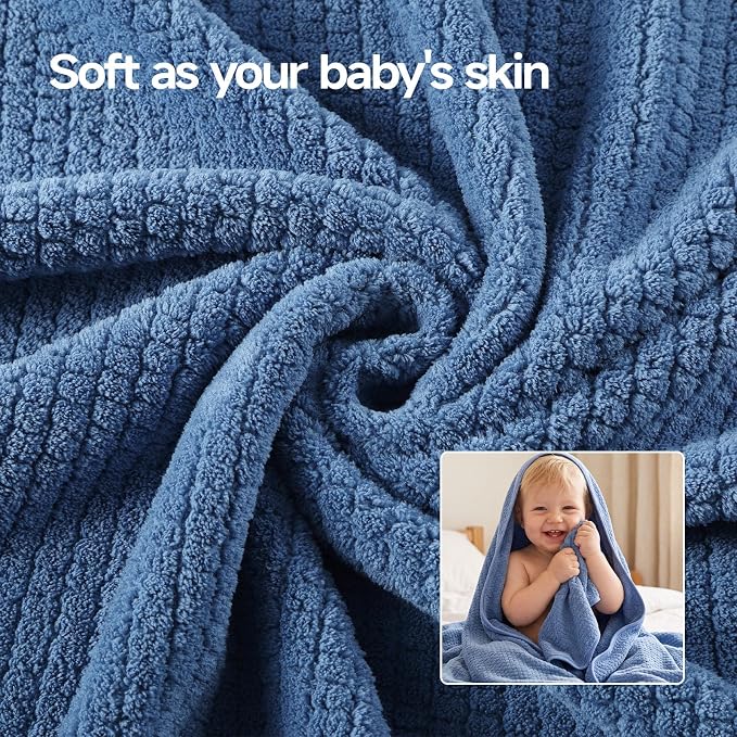 ecolook Microfiber Large Bath Towel Set of 6, Soft & Highly Absorbent, Blue | 2 Oversized Bath Towels (35"x70"), 2 Hand & 2 Washcloths | Quick Dry, Low Lint Towels for Bathroom, Spa, Gym, Hotel & Travel - Image 7